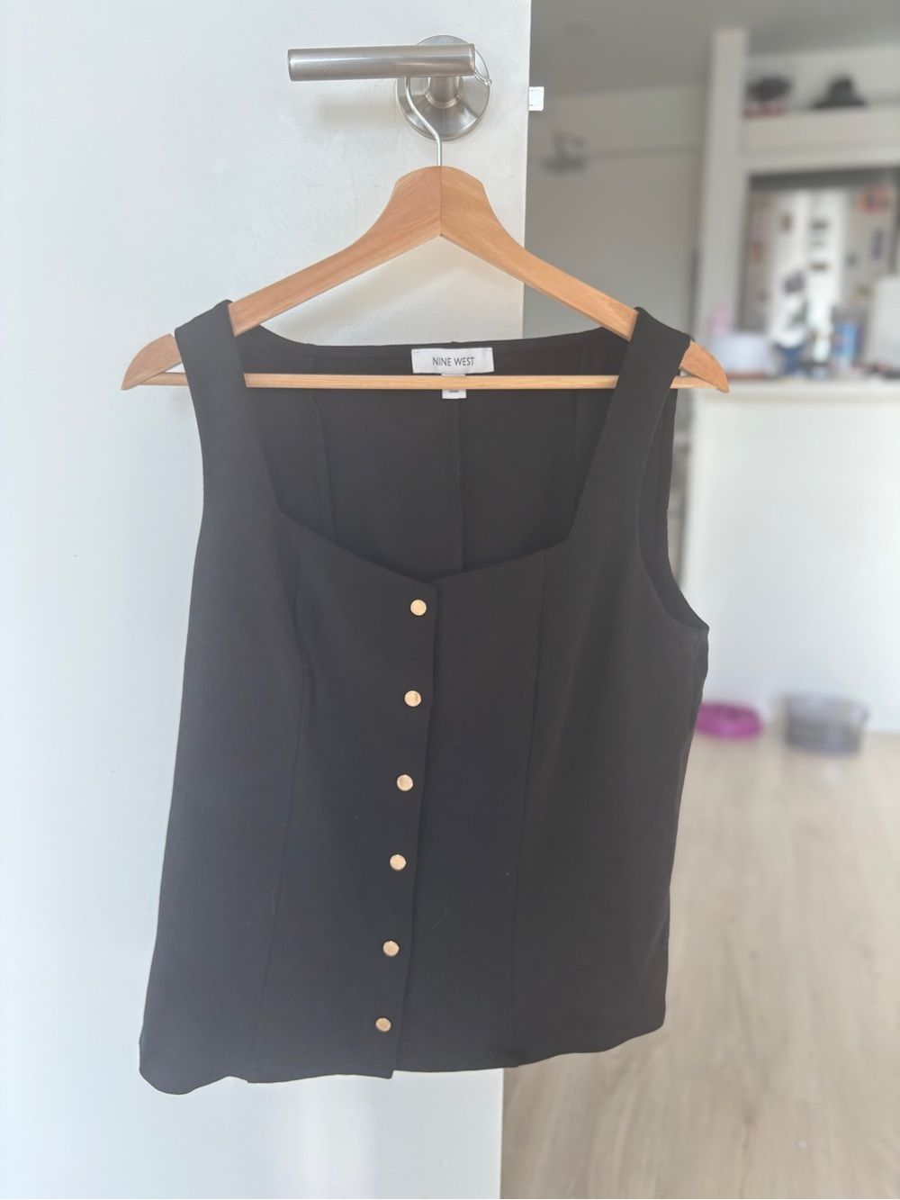 Nine West Black Sleeveless Button-Front Camisole